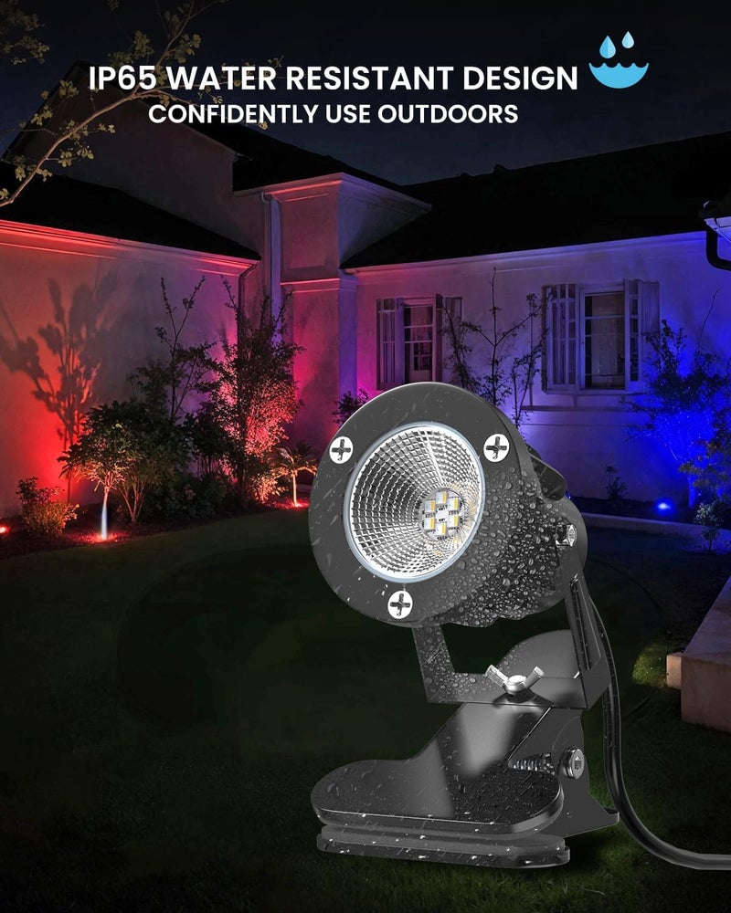 TobeBright 6W RGB LED Spot Light Clip On with Remote Control, Plug in Spotlight Indoor and Outdoor IP65 Water Resistant with 1.78m Cord, 15 RGB Colors + Warm White 3000K - Image 4